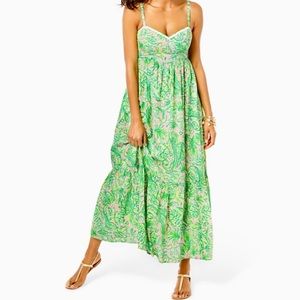 Lilly Pulitzer Heidi cotton maxi dress in fins and flippers size 00